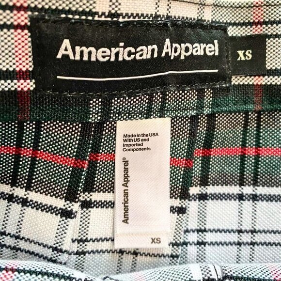 AMERICAN APPAREL BLACK WHITE RED PLAID HIGH RISE MINI PLEATED SKATER SKIRT - XS - Picture 5 of 9
